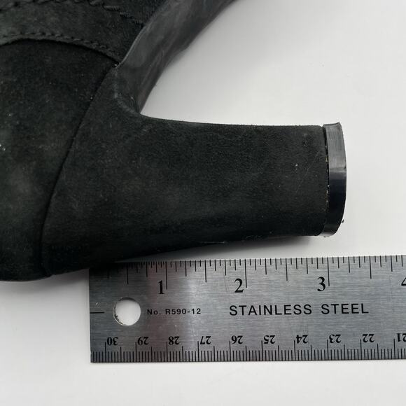 Barneys New York Size 7 Suede Leather Mary Jane Heels Black Y2K Chunky Shoes - Picture 10 of 10